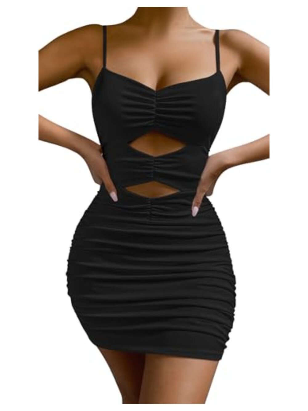 Sleeveless Backless V-Neck Bodycon Mini Dress Pleated Slim Fit